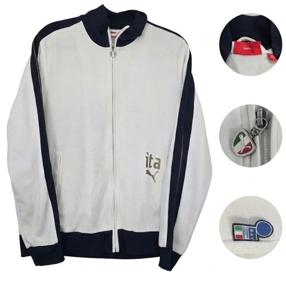 Vintage Puma Italy Track Jacket Medium White Zip Up Sample Sportswear Y2K